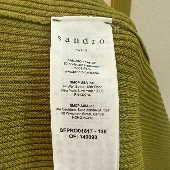 NWT Sandro Elwire Knit Midi Dress, Olive Green, Sz 8